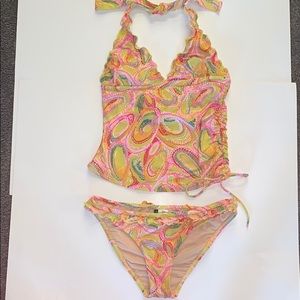 Beautiful Neon Colored Paisley BCBG Tankini